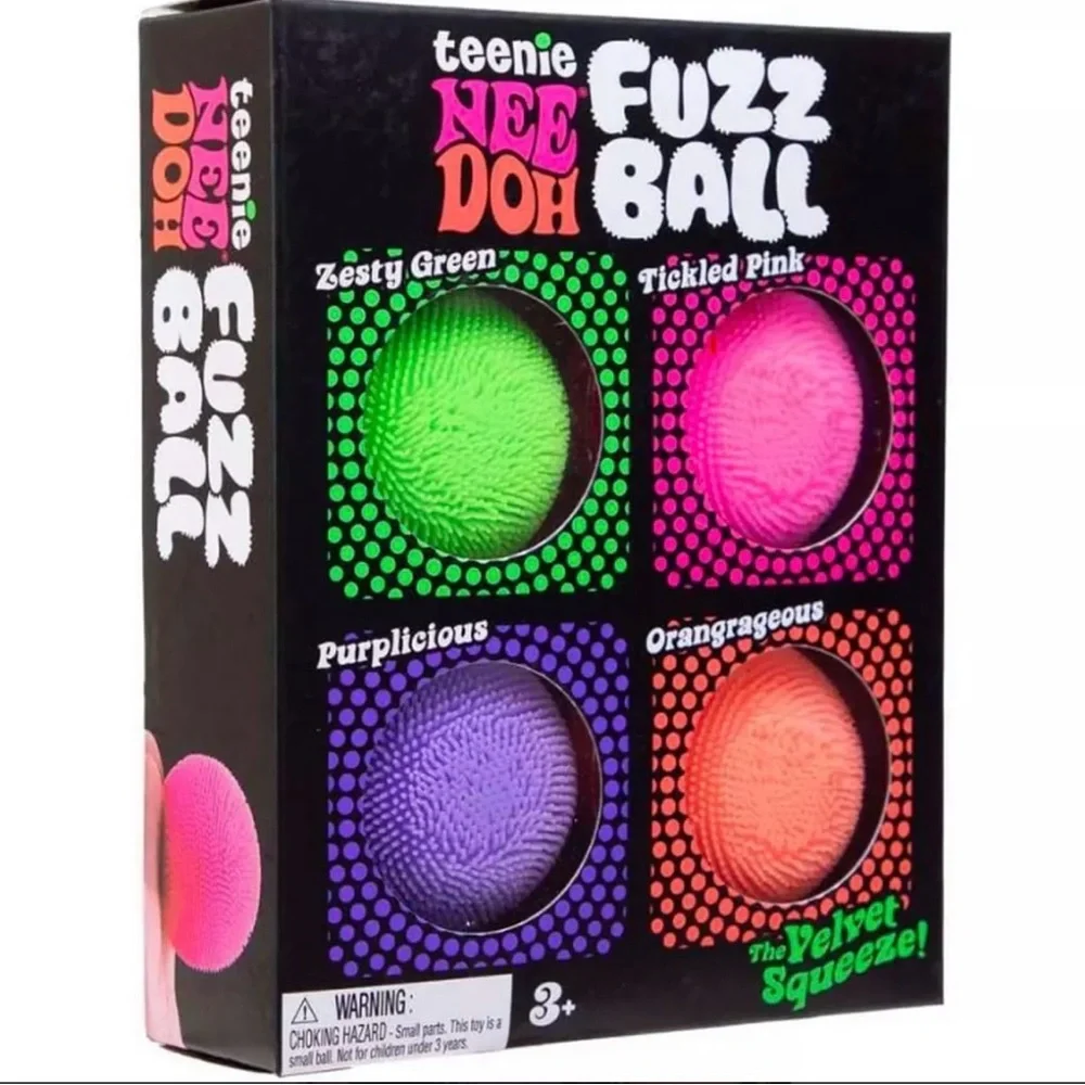 Nee Doh Teenie Fuzz Ball Set - Green, Pink, Purple, Orange